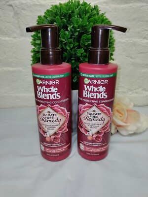 2 Garnier Whole Blends Sulfate Free Red Rose Extract, Vinegar Conditioner, 12 OZ