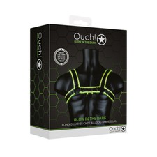 Ouch Glow In The Dark Authentic Bondage Leather Chest Bulldog Harness L/XL