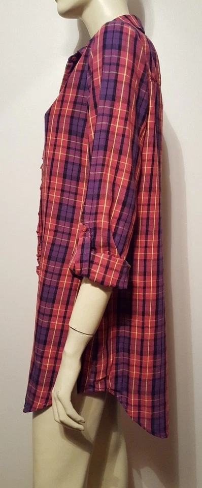 Рубашка для сна Betsey Johnson Intimates ночная рубашка размер M розовая фиолетовая клетчатая - Изображение 3 из 4