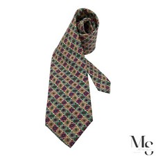 PAUL STUART Multicolor Geometric Silk Tie Hand Made In USA W:3.75" EX COND