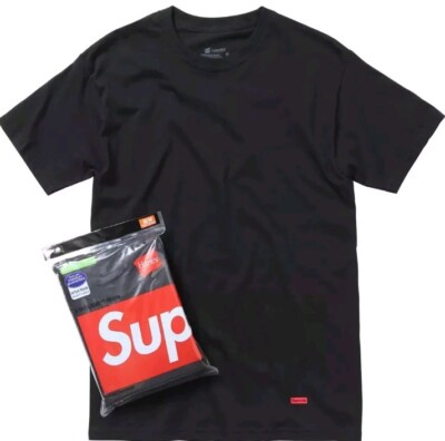 Supreme x Hanes Tagless Tees (3 Pack) Black T-Shirt Top XL