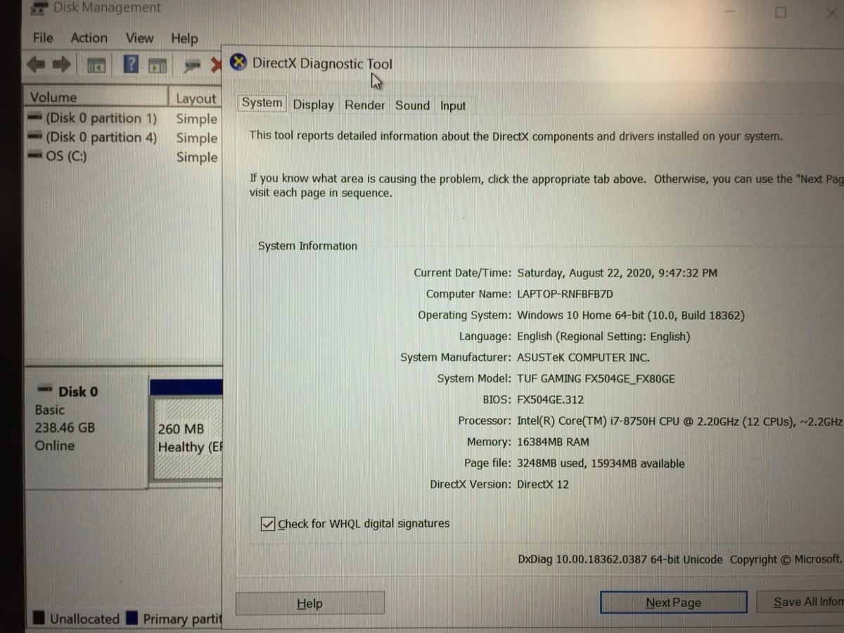 Asus TUF FX504GE-ES72 Gaming Laptop/Intel i7-8750H/8GB Ram
