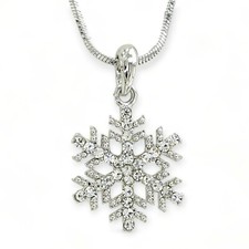 Snowflake Made With Swarovski Crystal Pendant Clear Necklace Chain