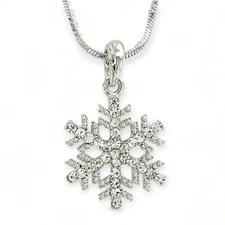 Snowflake Made With Swarovski Crystal Pendant Clear Necklace Chain
