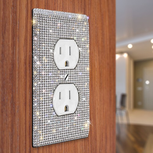 Cubierta de placa de pared interruptor basculante de salida de palanca dúplex brillante diamantes de imitación de 1 2 3 velocidades - Imagen 4 de 37