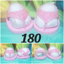Build A Bear BABW Flip Flops Shoes Pink Sparkly Sandals Beach Summer Thongs