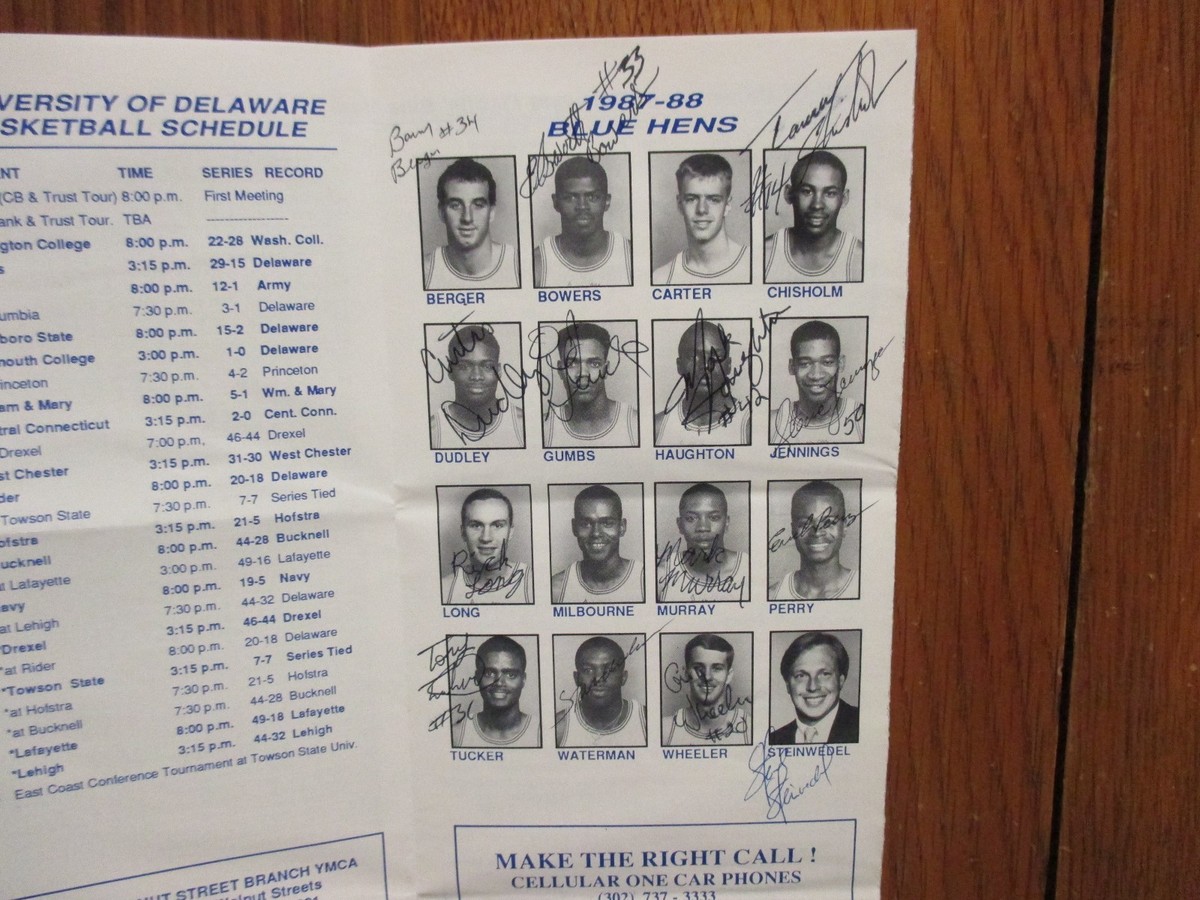 1987 Delaware Men's Basketball Program(14 Signed/STEVE STEINWEDEL