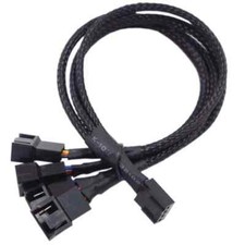 Image of PWM 1 to 2, 3, 4 extension 12V PC fan Y splitter cable 27cm black-sleeved cable