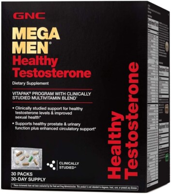GNC Mega Men's Healthy Testosterone Vitapak Program Dietary Supplement, 30 Packs
