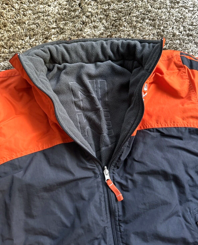 Abrigo Nike Vintage Reversible Para Niños XL 18-20 Swoosh Nylon Vellón Etiqueta Plateada Cremallera Foto 4 de 4