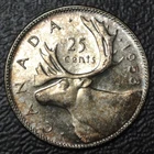OLD CANADIAN COIN 1953 LD NSF - 25 CENTS .800 SILVER-Elizabeth II- Rainbow Tone