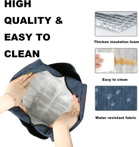 Lunch Bag Women Insulated Lunch Box Reusable Leakproof Large Spacious Tote for W - Picture 4 of 12