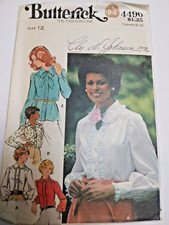 Blouse Button Up Tops 12 Butterick 4490 Sewing Pattern UC VTG 70s Dressy Shirt
