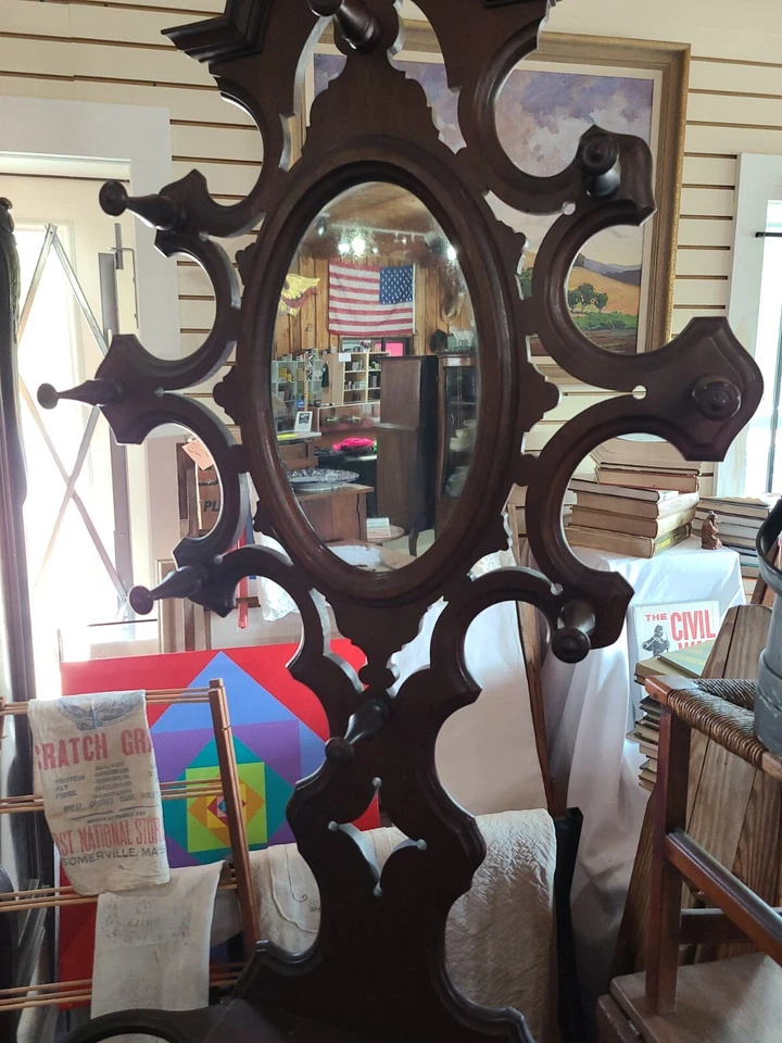 ANTIGUO HALL ÁRBOL Y SOPORTE PARAGUAS CON ESPEJO Foto 4 de 4