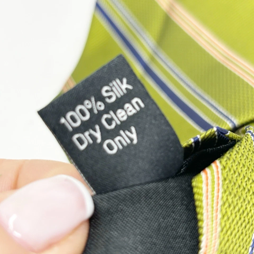 "Nueva corbata de lujo 100 % seda a rayas verdes para hombre Hickey Freeman hecha a mano en EE. UU. 58""" Foto 4 de 4