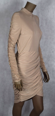 missguided ruched bodycon dress MISSGUIDED Ruched Metallic Bodycon Dress With Long SleevesMISSGUIDED