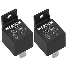 2 Pack Car Relay, 12V 80A, 4 Pin SPST, Automotive Switches and Starters, Waterpr