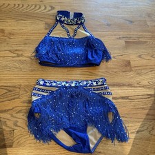 GLAMOUR COSTUMES XL CHILD ROYAL BLUE COMPETITION DANCE COSTUME TAP JAZZ