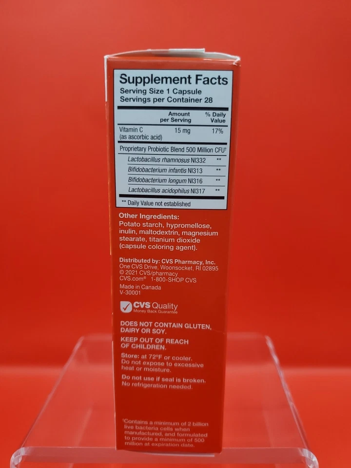 Probiótico diario CVS 2 mil millones de cápsulas de UFC 28 quilates en comparación con Alinear caducidad 26/01 Foto 2 de 4