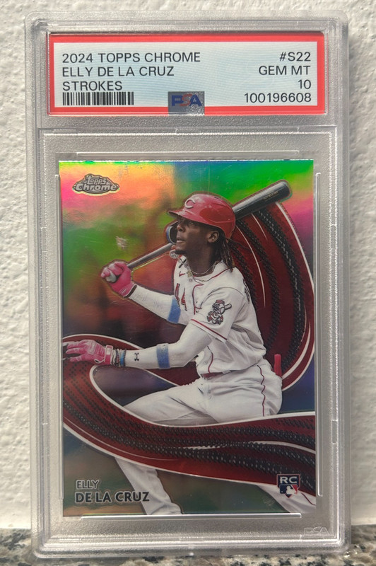 2024 Topps Chrome Elly De La Cruz STROKES REFRACTOR ROOKIE RC #S-22 PSA 10 REDS