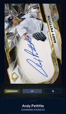 Topps Bunt DIGITAL 2025 Diamond Icons Andy Pettitte Black Auto 10cc