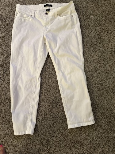 Womans WHITE HOUSE BLACK MARKET White Cropped Pants Sz 8P. EUC - Picture 5 of 13