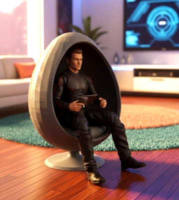 1:12 Scale EGG Shape Dome Chair with Seat Miniture Diorama Gray 3d Printed