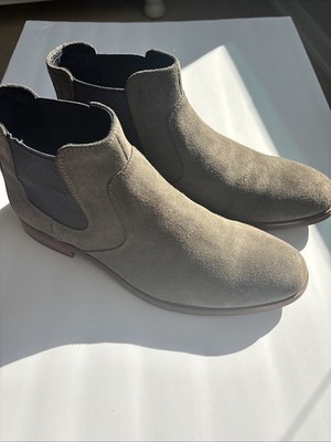 Johnston & Murphy Men's Size 12 M Suede Chelsea Boots Grey Taupe Excellent