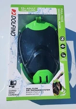 Dolfino Adult 12+ Full-Face Tinted Snorkel Mask, Large/X-Large, Green. New