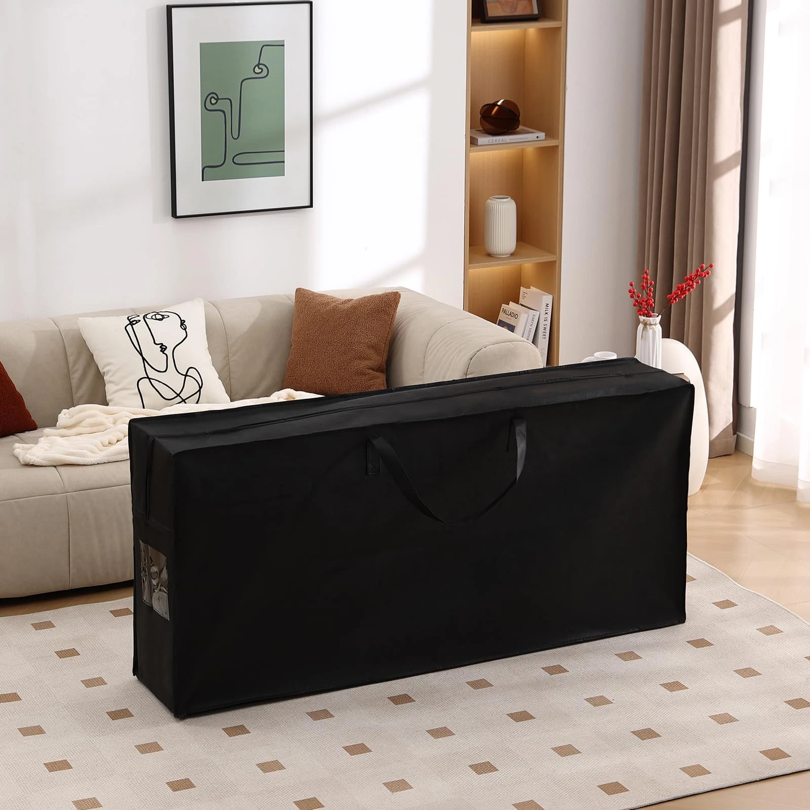 Folding Mattress Storage Bag, Carry Case for Trifold Memory Foam Mattress, Co...