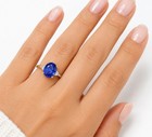 GENUINE 3.65 Cts ROYAL BLUE TOPAZ & DIAMOND RING 10K GOLD - Free Certificate — photo 4
