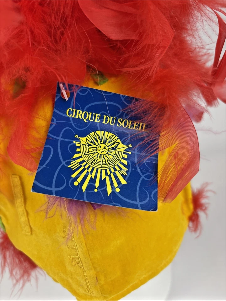 Sombrero Loco Cirque du Soleil Fieltro Amarillo con Plumas Rojas Mardi Gras Halloween Foto 3 de 4