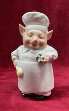 COOK PIG MUSTARD POT À MOUTARDE MOUTARDIER ANCIEN COCHON CUISINIER PORCELAINE