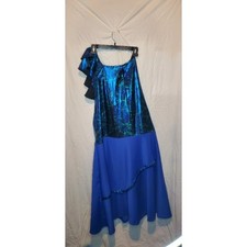 Metallic Blue One-Shoulder Handmade Dress Size 1X