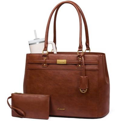 Lovevook Laptop Tote Bag For Women 15.6 Inch Waterproof Leather Work Computer