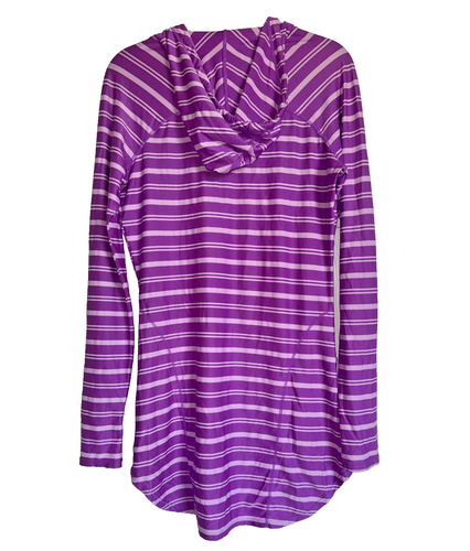 Athleta Wick It Wader Swim Cover Up - Long Sleeve Tunic Purple Striped Women's S - Picture 11 of 13