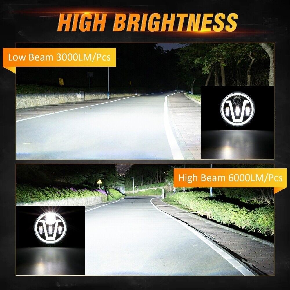 For Jeep Wrangler JK Rubicon Sahara LED 130W 7inch Halo Headlight Fog Turn Light