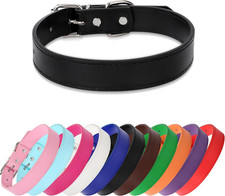 Black Soft Leather Dog Collar for Small,Medium, Large Dog, Comfortable