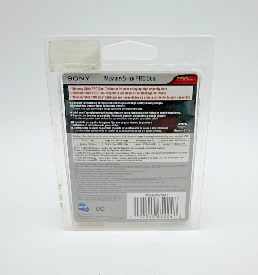 SONY Memory Stick Pro 256mb - MagicGate MSX-256S - New sealed, Genuine Sony - Image 3 of 3