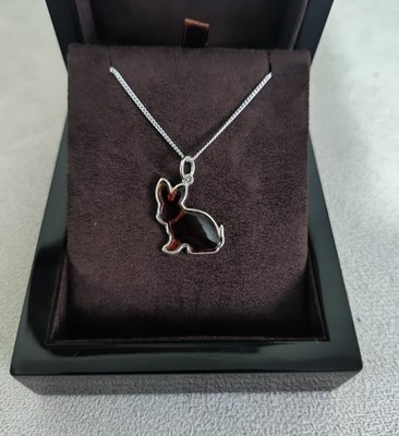 925 Sterling Silber Baltischer Bernstein Hase Kaninchen Anhänger Halskette mit Holzbox