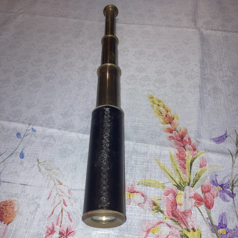 Antique Ross London 3-Draw Brass Telescope Pocket Spyglass Clear Optics Vtg 