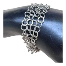 Vintage Italian FAS 925 Sterling Silver Multi Chain Link Toggle Bracelet 11.34g