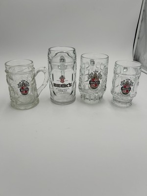 4 Different Beer Mugs Beck's Glass Stein German Heavy E3