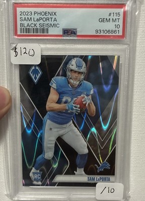 2023 Panini Phoenix - Rookies Sam LaPorta #115 Black Seismic /10 (RC)