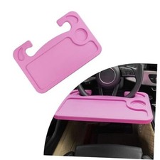 Car Steering Wheel Desk, Multipurpose Auto Steering Wheel Tray with Drink Pink