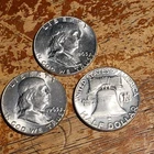 Lot of (3) Choice Unc 1963 Franklin Half Dollars From a  BU Roll