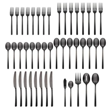 Cambridge Stainless Flatware BEACON BLACK SATIN Service for Eight - 45pc Set N/O