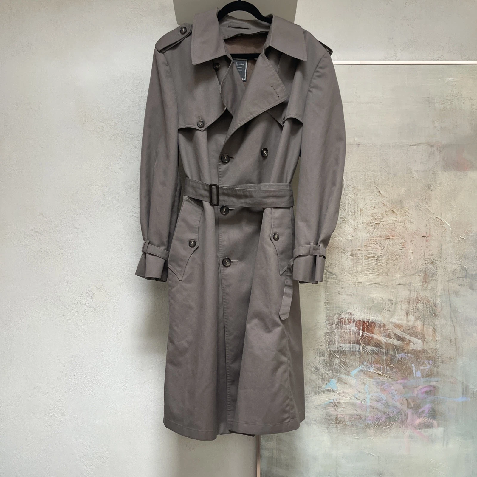 Trench cappotto vintage Christian Dior Monsieur 46R marrone doppiopetto cintura