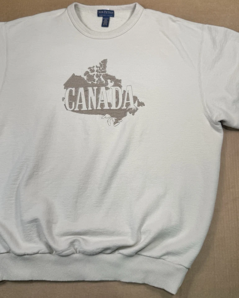 Vtg Non-Fiction - Canada Map - Sweatshirt 100% Cotton Made in Canada XL 90s - Image 4 of 4