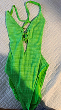 BECCA Green Halter One-Piece Swimsuit Cutout Ring Detail, Women's Size M
